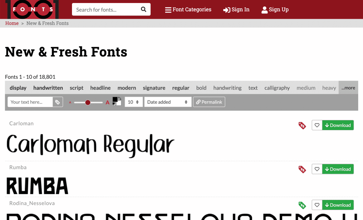 1001 free fonts download mac